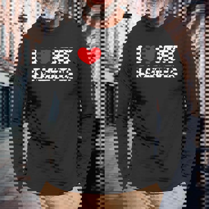 I Love My Kazuya 私はカズヤを愛しています 長袖Tシャツ 高齢者への贈り物