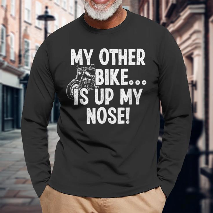 My Other Bike Is Up My Nose おもしろいびきオートバイバイカー 長袖Tシャツ 高齢者への贈り物