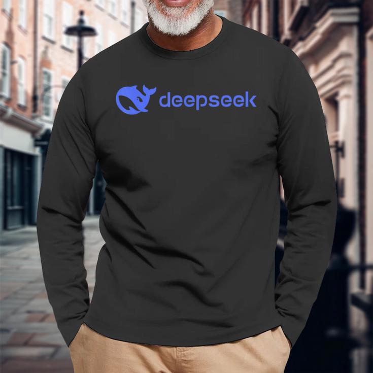 Nerdy Deepseek Ai 人工知能 コンピューター オタク 長袖Tシャツ 高齢者への贈り物
