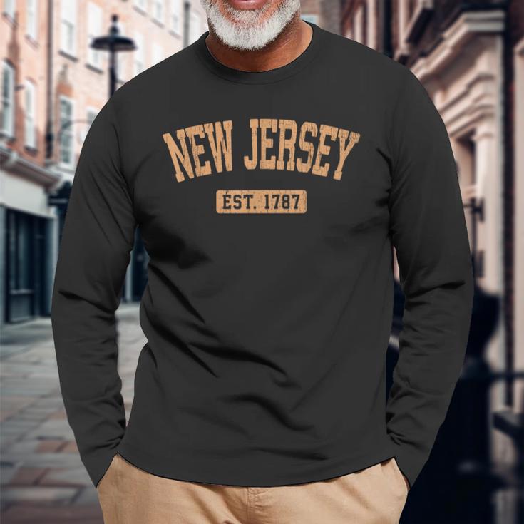 New Jersey Classic Buffintage Text Est1787 長袖Tシャツ 高齢者への贈り物