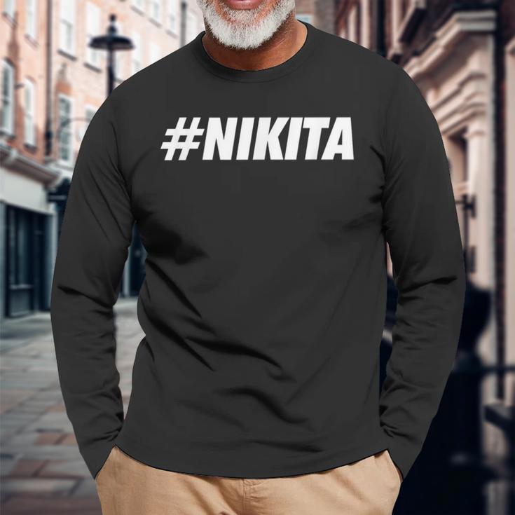 Nikita ハッシュタグ ソーシャルネットワークメディア Nikita ネーム 長袖Tシャツ 高齢者への贈り物