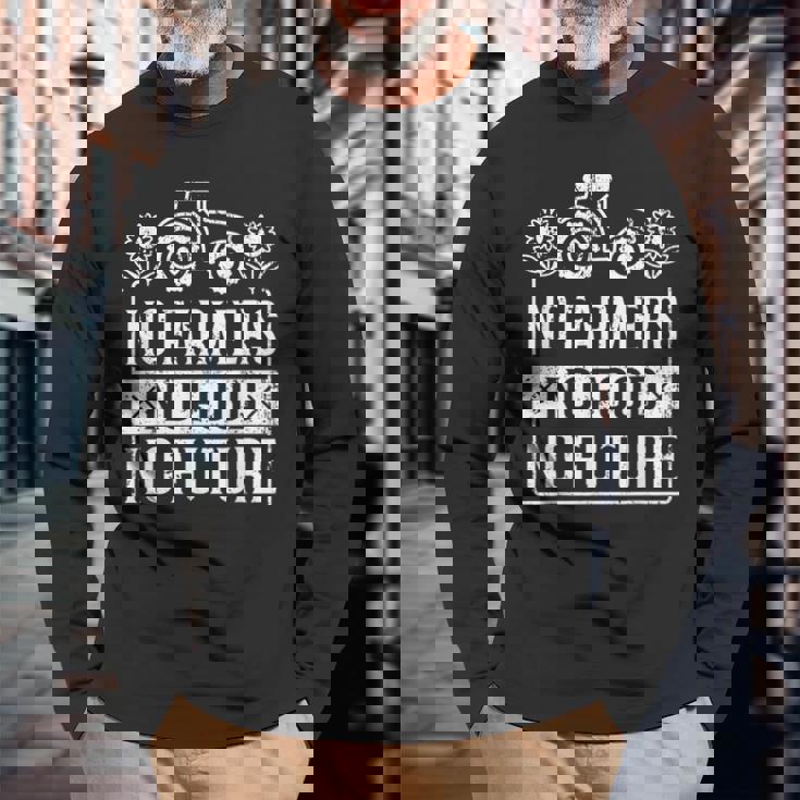 No Farmers No Food No Future ファーマー 農場農場農業 長袖Tシャツ 高齢者への贈り物