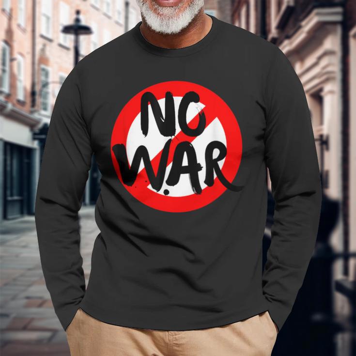 No War、アンチウォーデーストップサイン、スプレーペイント、No War。 長袖Tシャツ 高齢者への贈り物