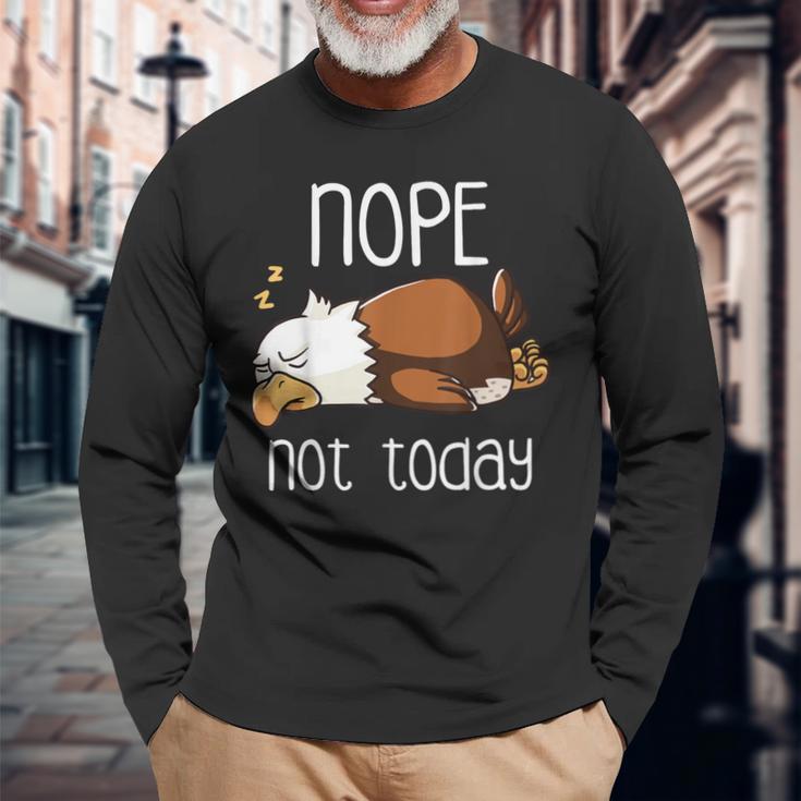 Nope Not Todayleeping American Bald Eagle Nap Early Bird 長袖Tシャツ 高齢者への贈り物