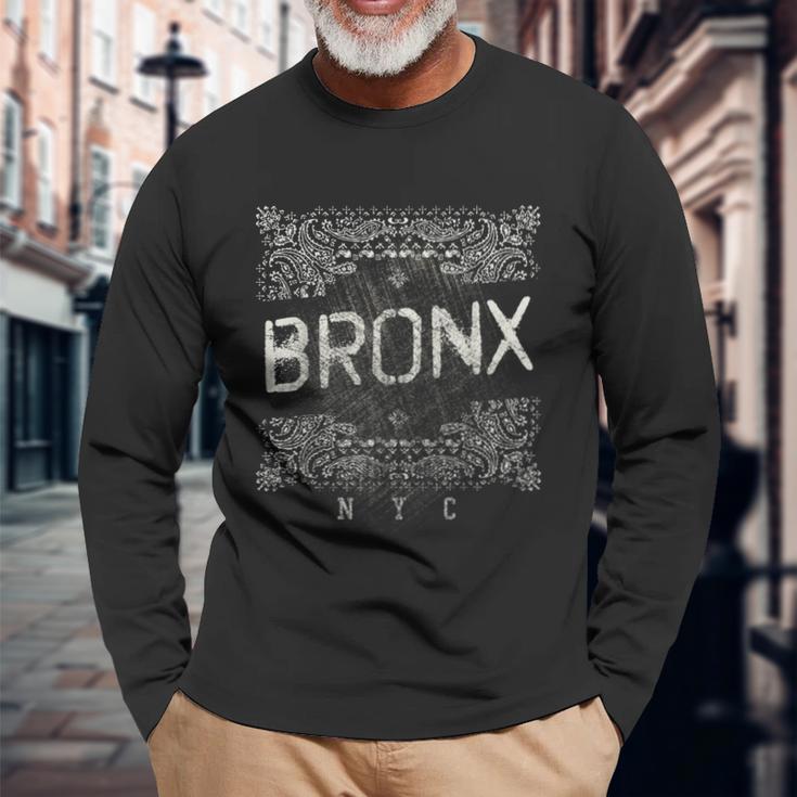 Nyc Bronx バンダナスタイル アンティーク調tシャツ 長袖Tシャツ 高齢者への贈り物