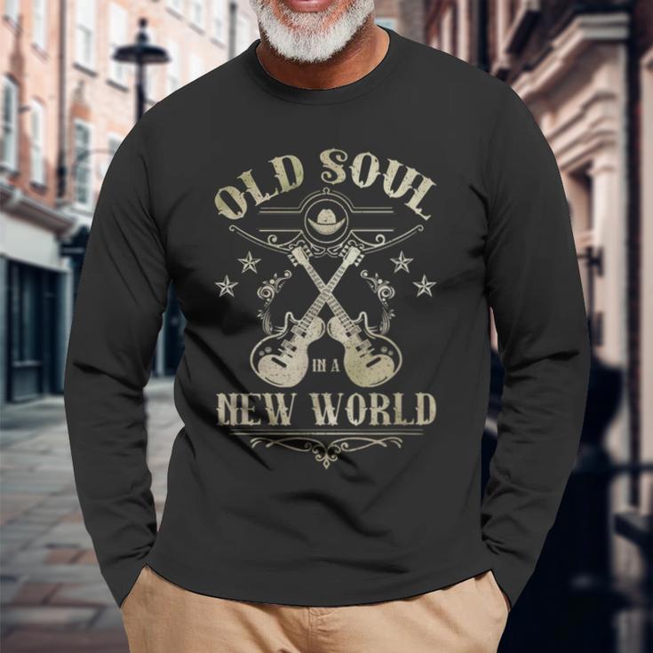 Oldoul In A New World カントリーミュージックギターファン 長袖Tシャツ 高齢者への贈り物