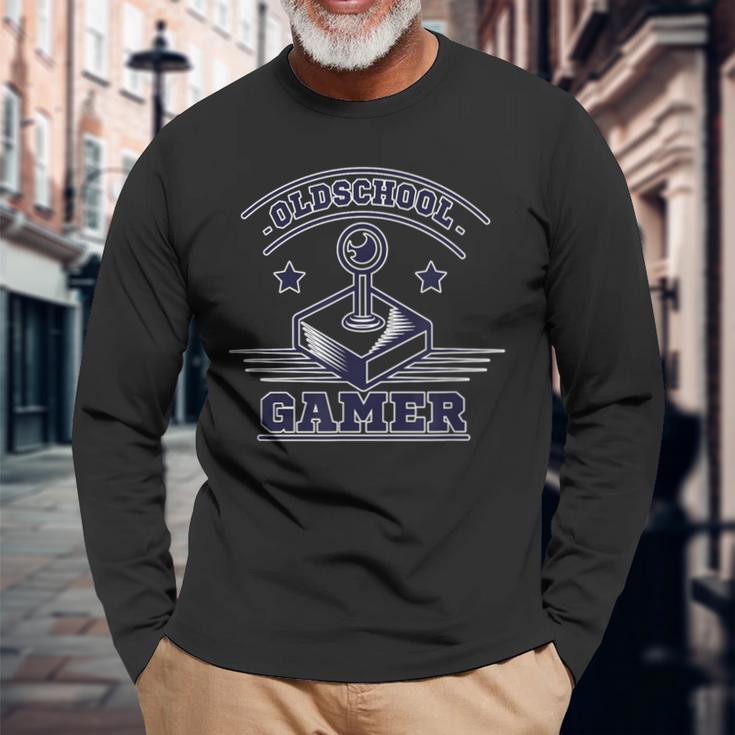 Oldschool Gamer ジョイスティック 長袖Tシャツ 高齢者への贈り物