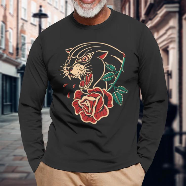 Panther Rose アメリカントラディショナルタトゥーインク オールドスクール 長袖Tシャツ 高齢者への贈り物
