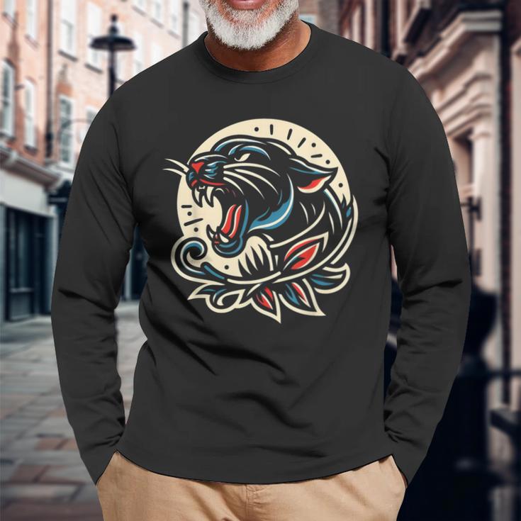Panther トラディショナル タトゥー アーティスト インク入り タトゥー入り 長袖Tシャツ 高齢者への贈り物