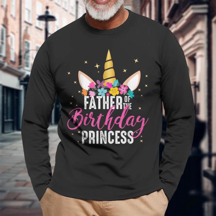 Papà Della Festeggiata Padre Regalo Di Compleanno Unicorno Maglietta a maniche lunghe Regalos para ancianos