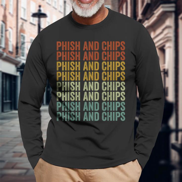 Phish And Chips ファニーハッカー フィッシングコンピュータハッカー 長袖Tシャツ 高齢者への贈り物