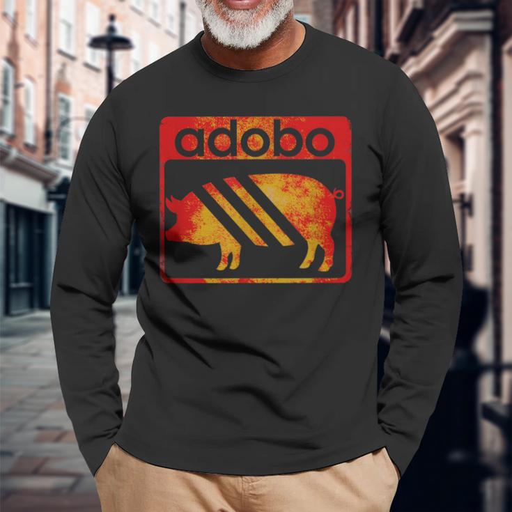 Pinoy ヴィンテージポークアドボ 長袖Tシャツ 高齢者への贈り物
