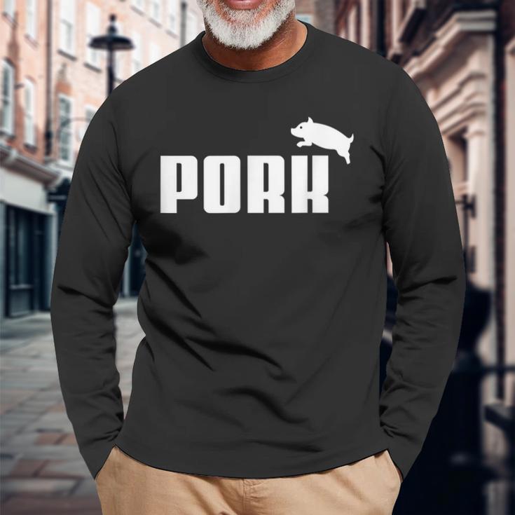 Pork – 面白いtシャツ Bbqスモーカーベーコン愛好家用 長袖Tシャツ 高齢者への贈り物
