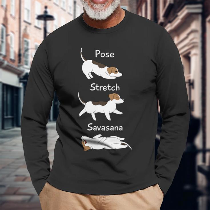 Posetretchavasanaジャック・ラッセル・テリア犬 長袖tシャツ 長袖Tシャツ 高齢者への贈り物