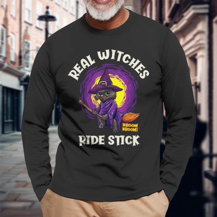 Real Witches Ridetick 面白い 黒猫 ハロウィン 長袖Tシャツ 高齢者への贈り物