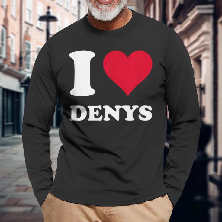 Red Heart I Love Denys 長袖Tシャツ 高齢者への贈り物