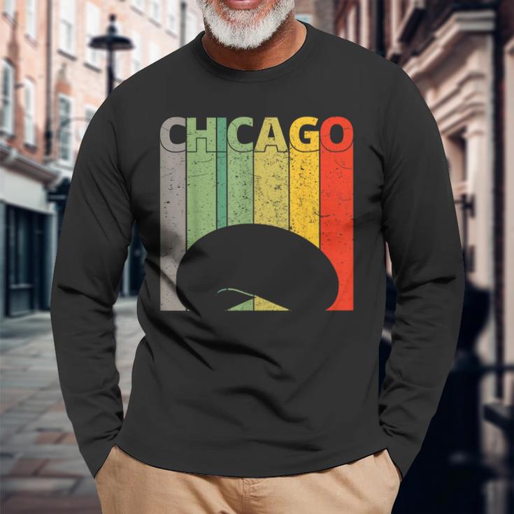 Retro Chicago Intage Chicago Bean Cloud Gate 長袖Tシャツ 高齢者への贈り物