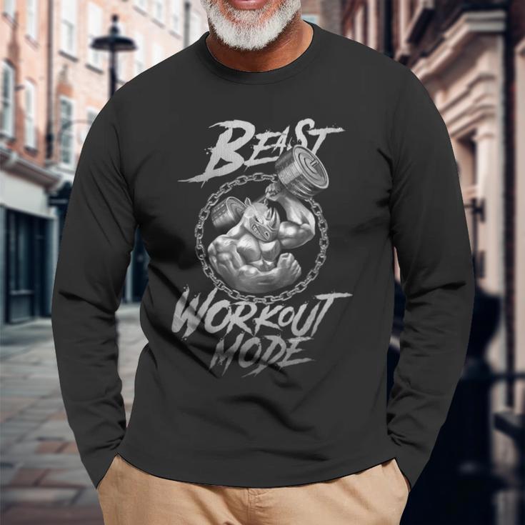 Rhino Beast ワークアウト ファッション フィットネス ジム アニマル マッスルフィット 長袖Tシャツ 高齢者への贈り物