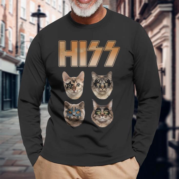 Hiss Rocktars 猫と子猫 長袖Tシャツ 高齢者への贈り物