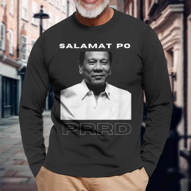 Salamat Po Prrd ありがとう社長ドゥテルテ・ピノイピネー 長袖Tシャツ 高齢者への贈り物