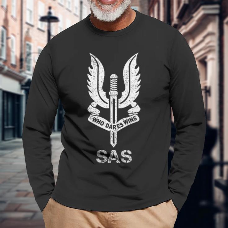 Sas 特殊部隊 スナイパー退役軍人 ビンテージフラッグ 7月4日 長袖Tシャツ 高齢者への贈り物