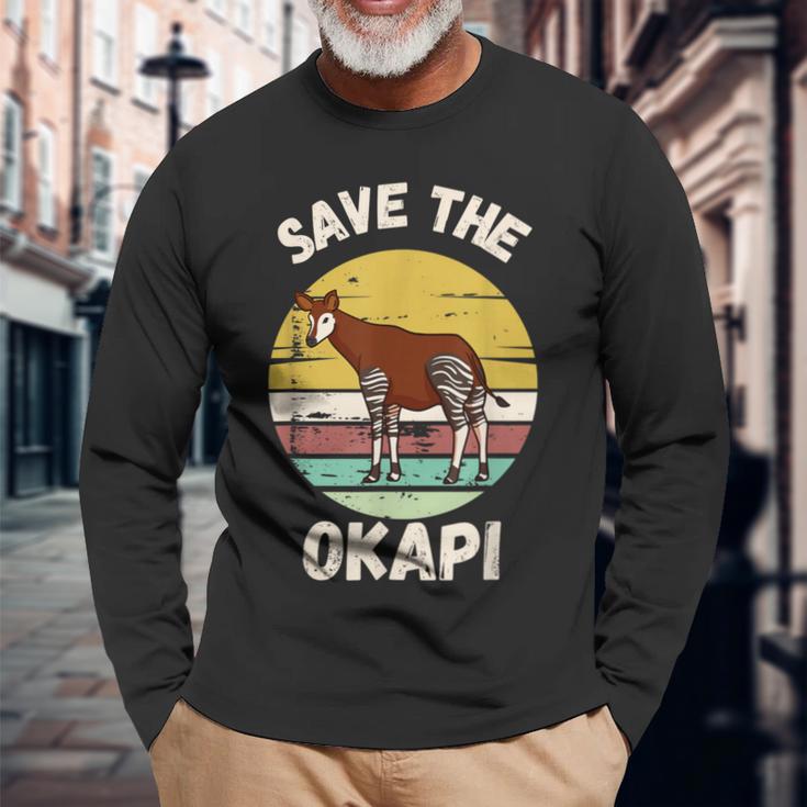 Save The Okapi コンゴキリン オカピ 長袖Tシャツ 高齢者への贈り物