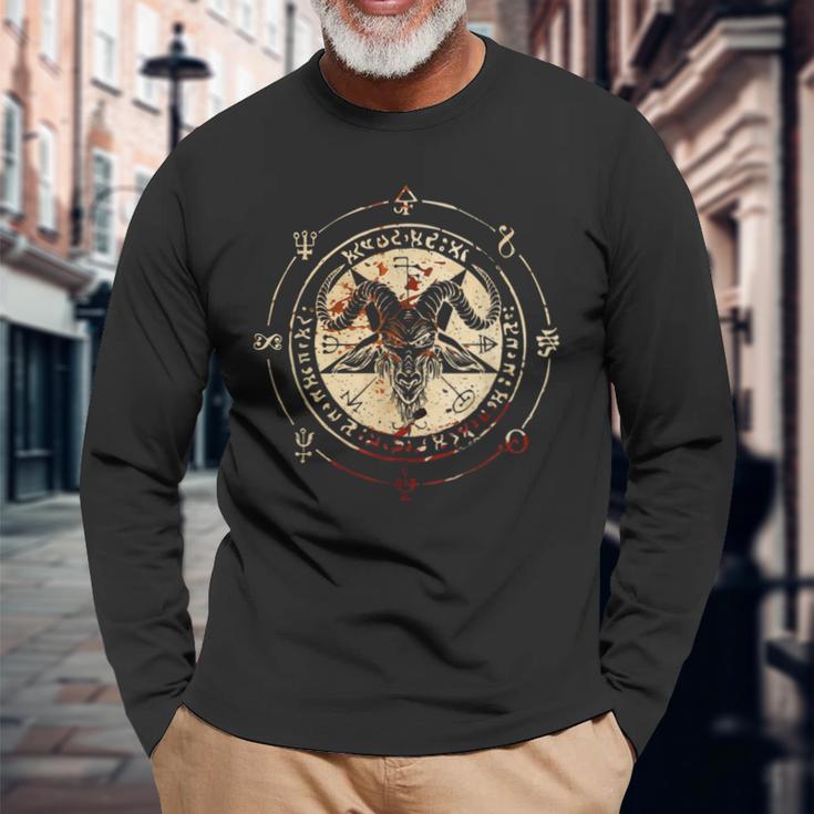 Seal Of Baphomet Occult Pentagram Goatatanic Occult 長袖Tシャツ 高齢者への贈り物
