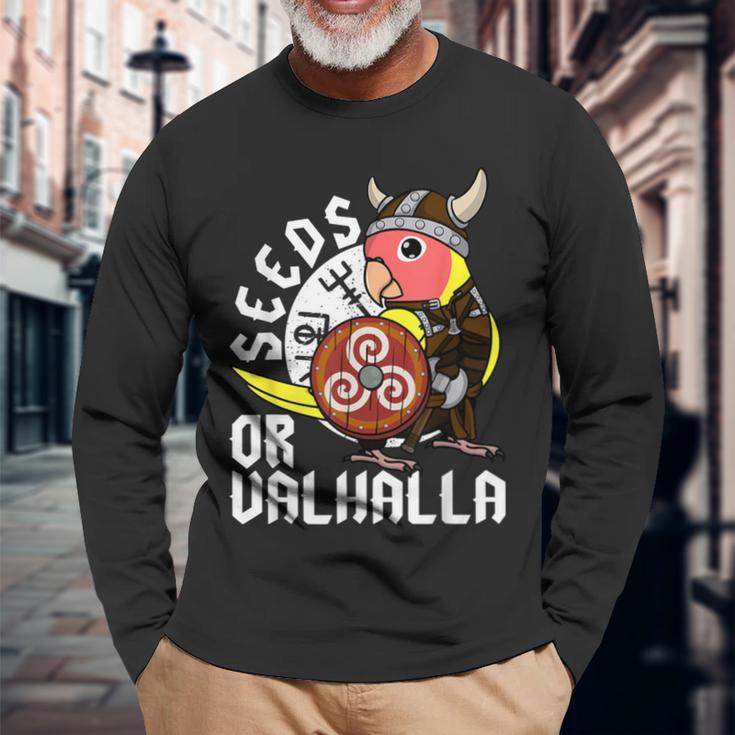 Seeds Oralhalla バイキング オウム 桃の顔 ルティーノ ラブバード 長袖Tシャツ 高齢者への贈り物