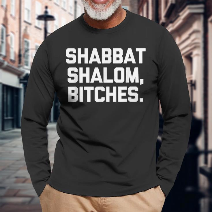 Shabbathalom、Bitches 面白い 言葉 ノベルティ ユダヤ人 長袖Tシャツ 高齢者への贈り物