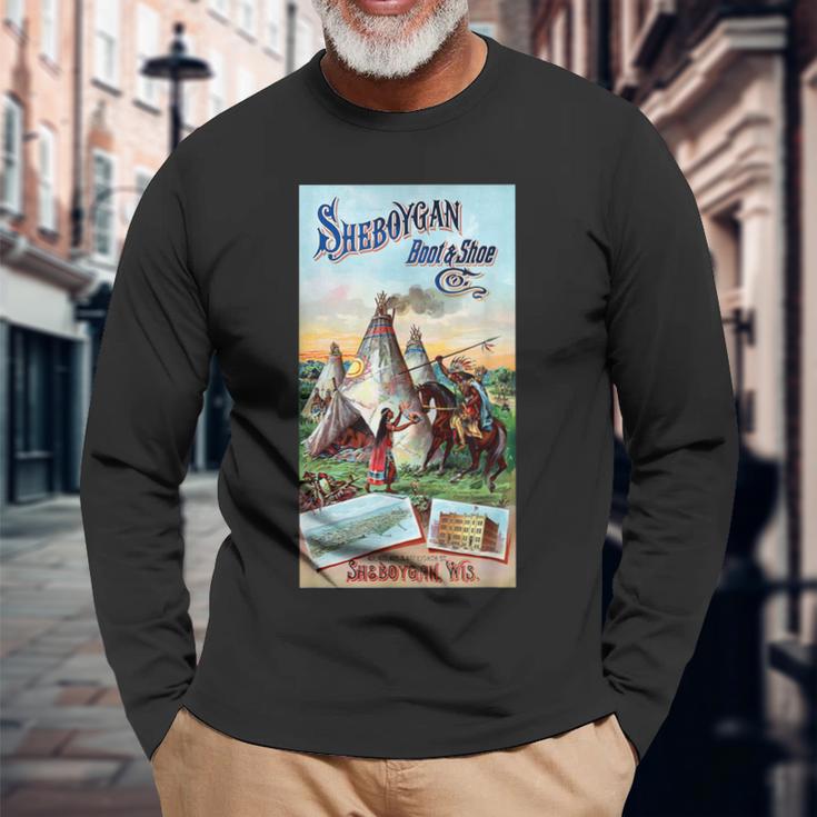 Sheboygan ネイティブアメリカン ウィスコンシン アメリカ 歴史 レトロ 長袖Tシャツ 高齢者への贈り物