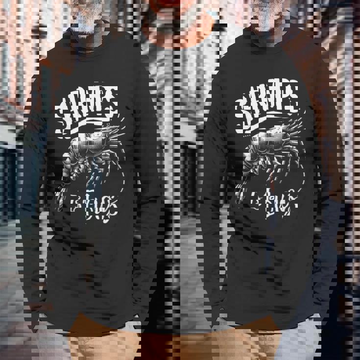 Shrimps Is Bugs Memeeafood Lovers ファン 長袖Tシャツ 高齢者への贈り物