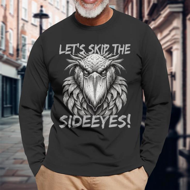 Sideeyes シュービルコウノトリの子育てをスキップしましょう 長袖tシャツ 長袖Tシャツ 高齢者への贈り物