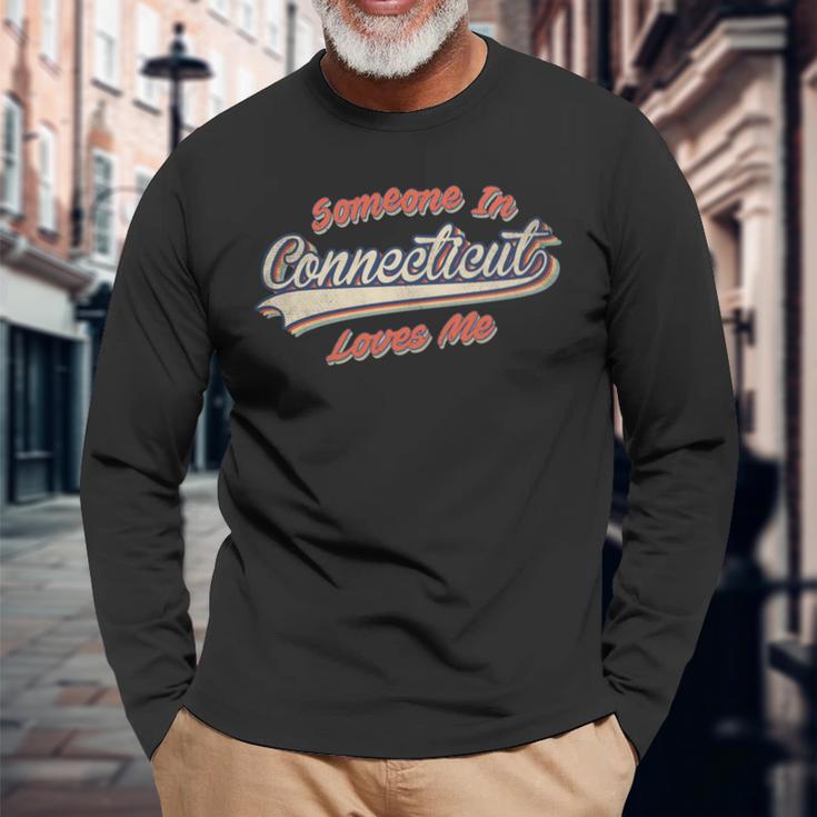 Someone In Connecticut Loves Me レトロ ステート ヴィンテージ 長袖tシャツ 長袖Tシャツ 高齢者への贈り物
