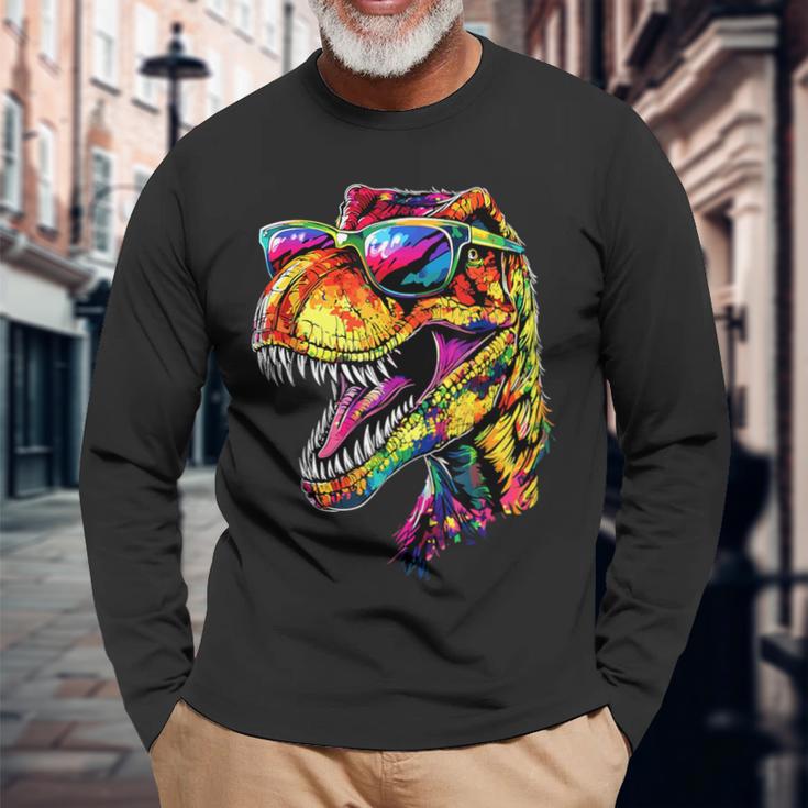 T-レックス ティラノサウルス・レックス 恐竜 恐竜大好き ディノ 長袖Tシャツ 高齢者への贈り物