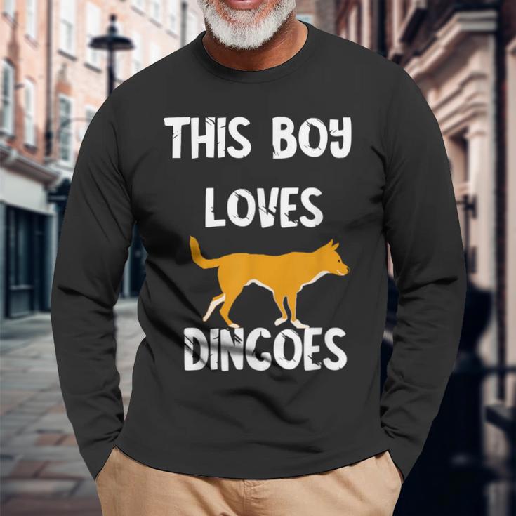 This Boy Loves Dingoes 野生動物 オーストラリアン ディンゴ犬 長袖Tシャツ 高齢者への贈り物