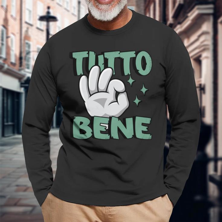 Tutto Bene イタリアの手のジェスチャー面白い引用イタリア 長袖tシャツ 長袖Tシャツ 高齢者への贈り物