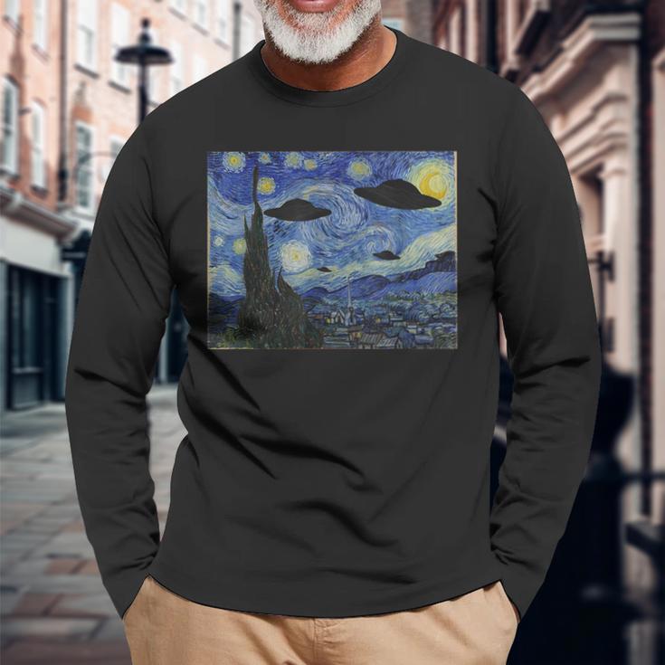 Ufo エイリアン アブダクション 星月夜 ヴァン・ゴッホ 絵画 長袖Tシャツ 高齢者への贈り物