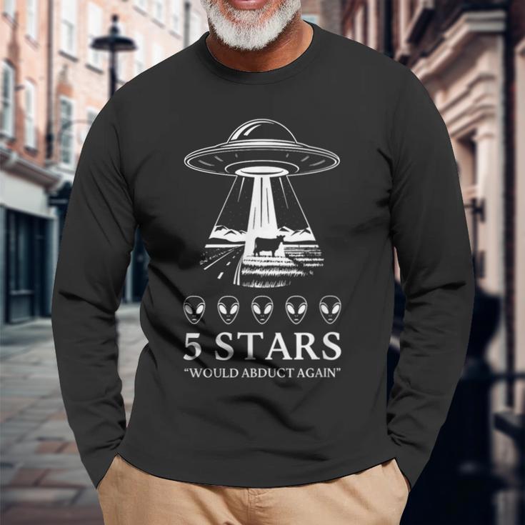 Ufo 牛誘拐牛 5つ星が再び誘拐するおみやげ 長袖Tシャツ 高齢者への贈り物