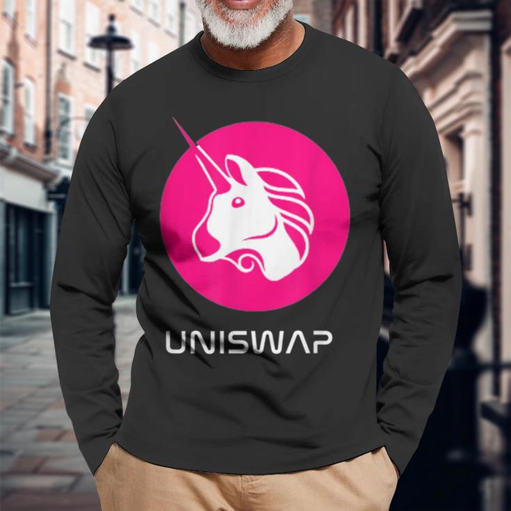 Uniswap Dex、Crypto Defi、分散型アプリケーション交換 長袖Tシャツ 高齢者への贈り物