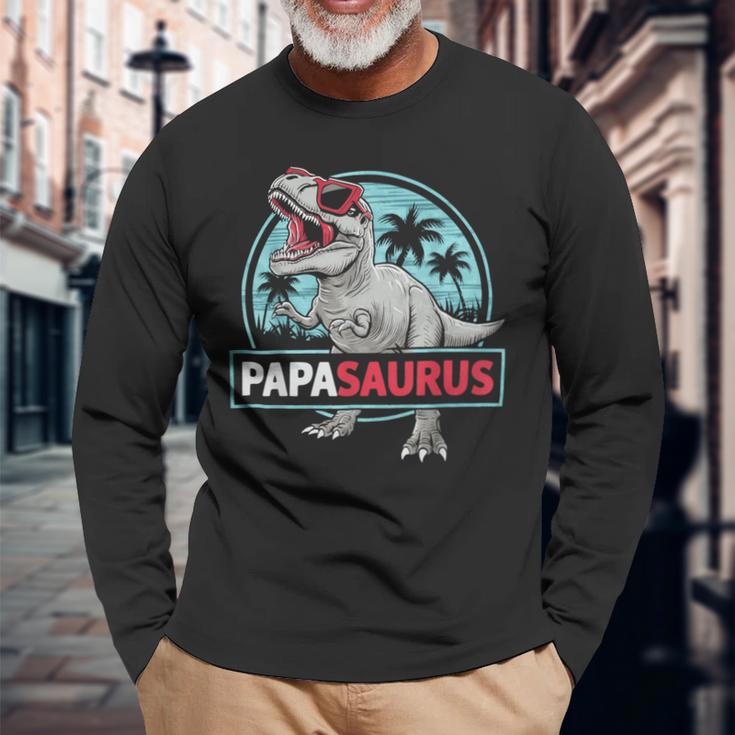 Uomo Divertente Papasaurus Cool Dinosauro Papà Maglietta a maniche lunghe Regalos para ancianos