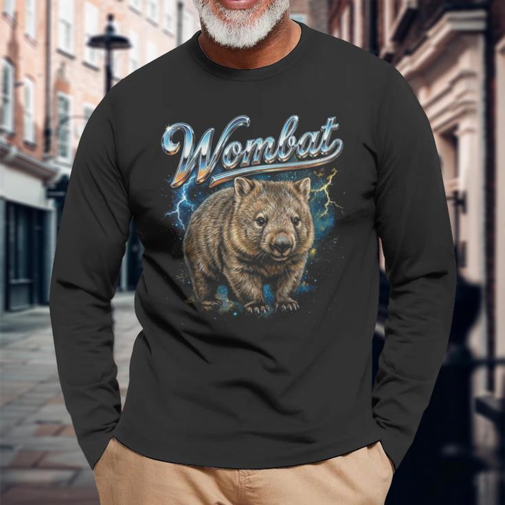 Wombat ビンテージ 90年代 レトロ ファニー ウォンバット 80年代 メンズ レディース 長袖Tシャツ 高齢者への贈り物