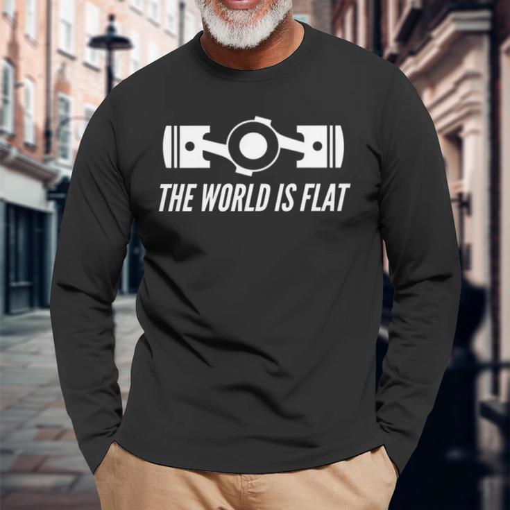 The World Is Flat Jdm ドイツレースカーフラットフォーボクサーエンジン 長袖tシャツ 長袖Tシャツ 高齢者への贈り物