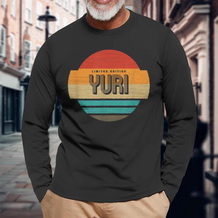 メンズ Yuri 名称 レトロ・ヴィンテージ・サンセット 限定版 長袖Tシャツ 高齢者への贈り物