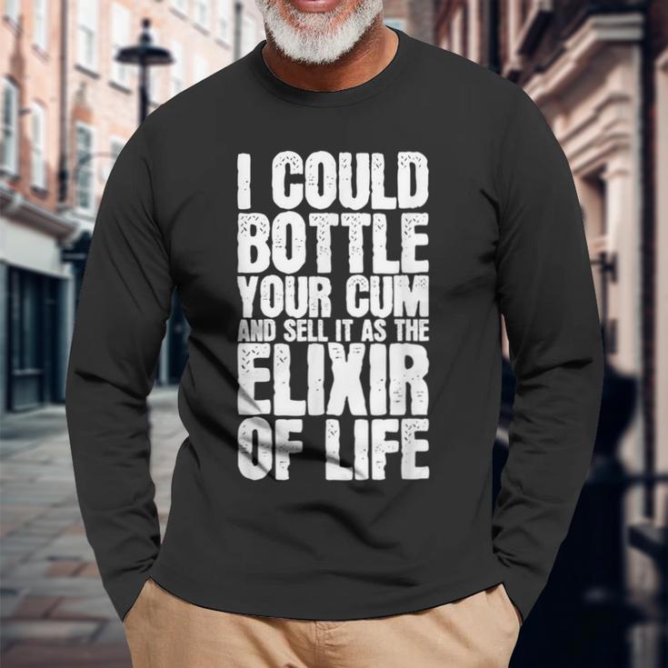 あなたの精子を瓶詰めして人生の万能薬として売ってもいいよ 長袖Tシャツ 高齢者への贈り物