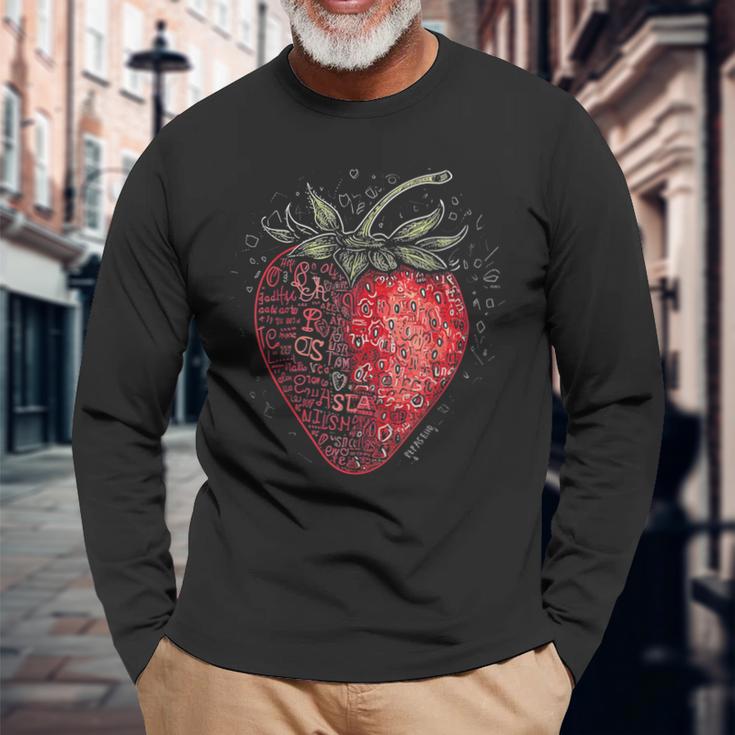 いちごモチーフ イラスト アート いちご 長袖Tシャツ 高齢者への贈り物