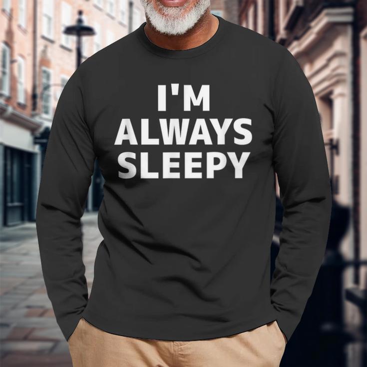 いつも眠いシャツいつも眠い 長袖Tシャツ 高齢者への贈り物