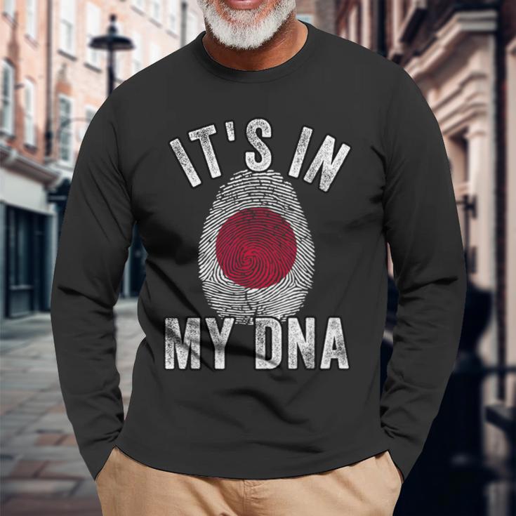 おかしな It's In My Dna 日本国旗 指紋 長袖Tシャツ 高齢者への贈り物
