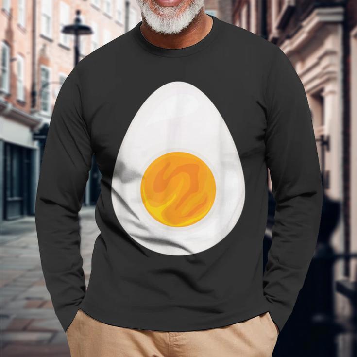 おかしなゆで卵 かわいい 朝食 食通 皮肉なユーモア ミーム 長袖Tシャツ 高齢者への贈り物