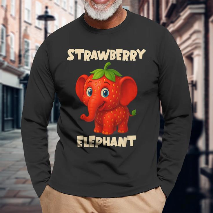 おもしろイタリアンブレインロットミームキッズボーイズストロベリーエレファント 長袖Tシャツ 高齢者への贈り物