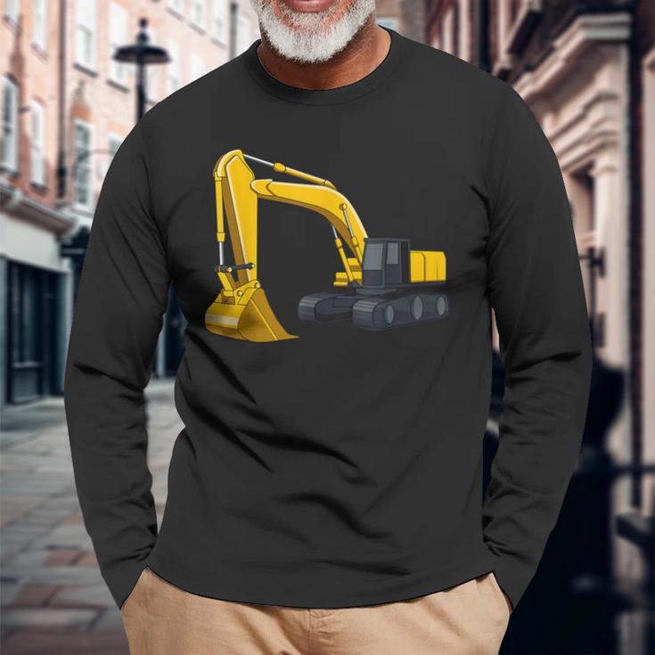 かっこいいショベルカー 男の子 乗り物 建設現場 キッズ 長袖Tシャツ 高齢者への贈り物